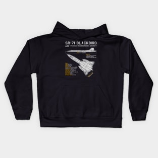 SR-71 Blackbird Blueprint US Aircraft Plane Airplane Kids Hoodie